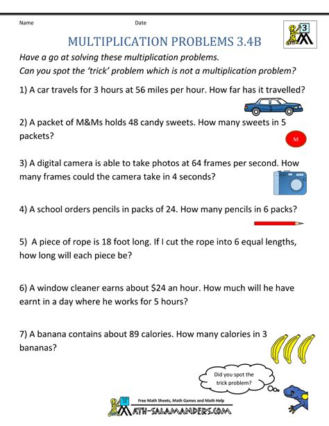 3rd Grade Multiplication and Division Word Problems.